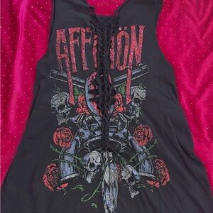 Affliction Black Lace-Up Graphic Tank Top dress